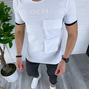 Tricou barbati alb slim fit B1956 X1