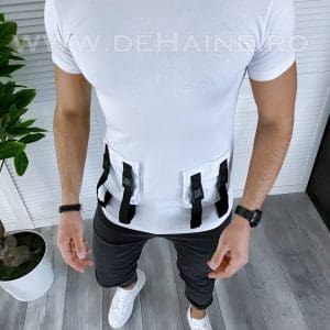 Tricou barbati alb slim fit B1966 V3-1.2