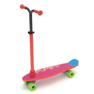 Trotinetă și skateboard 2 în 1, cu 4 roți, mâner roșu și 3 plăci interschimbabile pentru bază – SkatieSkootie