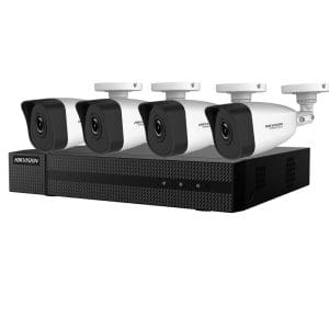 Sistem supraveghere exterior basic IP Hikvision Hiwatch HW-IP-4EXTIR30-2MP, 4 camere, 2 MP, IR30 m, 2.8 mm, PoE