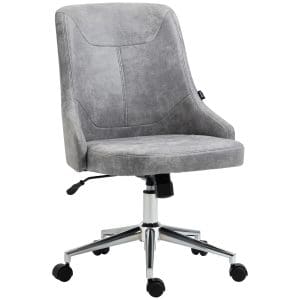 Vinsetto Scaun de birou cu spatar, scaun de lucru reglabil pe inaltime cu functie de rotire si inclinare la 360 de grade, gri deschis