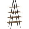 Raft Biblioteca Stil Industrial din PAL si Otel in Forma de A, 92×38.5×166 cm, Maro si Negru HOMCOM | Aosom RO