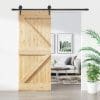 Ușă glisantă cu set de feronerie 85×210 cm, lemn masiv de pin