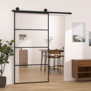 Ușă glisantă cu set feronerie 102,5×205 cm sticlă ESG/aluminiu