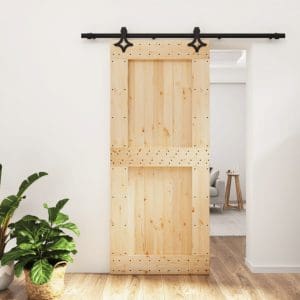 Ușă glisantă cu set feronerie, 90×210 cm, lemn masiv de pin