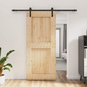 Ușă glisantă cu set feronerie, 90×210 cm, lemn masiv de pin