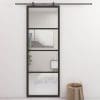 Ușă glisantă, negru, 76×205 cm, aluminiu și sticlă ESG