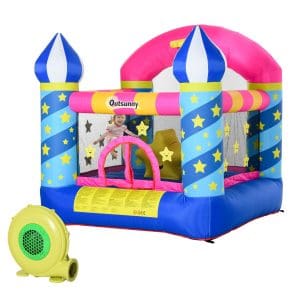 Castel Gonflabil Gigant pentru Copii Outsunny cu Gonflator tesatura Oxford, poliester, 225Lx220Lx215Hcm | Aosom RO