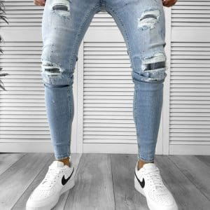 Blugi barbati conici albastri + lant cadou 12410 H2-7