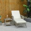 Outsunny 2 bucati sezlong din rattan din PE, mobilier pentru scaune reglabile din rachita, sezlong de gradina | AOSOM RO