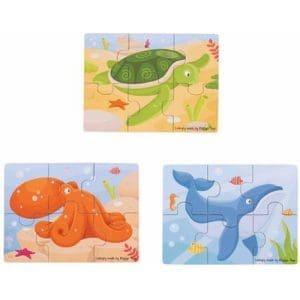 Set 3 Puzzle din Lemn BigJigs Toys – Lumea Acvatica