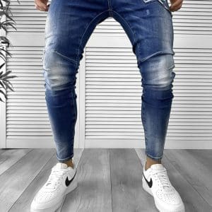 Blugi barbati conici albastri 5786