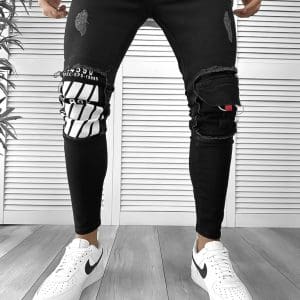 Blugi barbati conici negri RM7045 G4-4