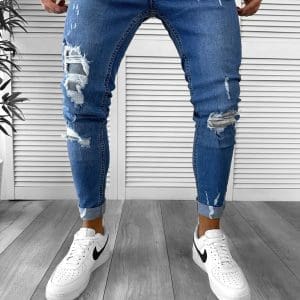 Blugi barbati conici albastri 6330 H6-2