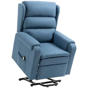 HOMCOM Fotoliu Relaxare cu Ridicare cu Spatar care se Inclina la 160° si Suport pentru Picioare cu Telecomanda, 85x88x109cm, Albastru
