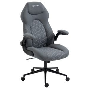 Scaun de birou ergonomic Vinsetto cu înălțime reglabilă și cotiere rabatabile, scaun înclinabil cu 5 roți, 65,5×69,5×112-122cm, gri închis | Aosom RO