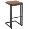 HOMCOM Set 2 Taburete de Bar şi Bucatarie, Taburete capitonate Design Stil Vintage Industrial, Imitaţie de piele şi Metal, Maro