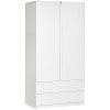HOMCOM Dulap alb cu cuier pentru haine si 2 sertare glisante pentru dormitor din PAL, 100x60x200 cm