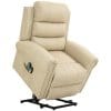 HOMCOM Fotoliu Relax Rabatabil cu Sistem de Ridicare Persoane si Functie de Masaj din Imitatie de Piele Telecomanda, Crem | Aosom RO