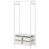 HOMCOM Suport cu Cuier si Suport pentru Pantofi cu 4 Cosuri, Cuier pentru Intrare din Otel si Plastic cu 8 Manere, 63x37x153 cm, Alb | Aosom RO