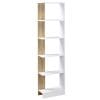 Biblioteca de perete, 5 rafturi, Dispozitiv anti-rasturnare, din PAL 45x21x170 cm, Alb Stejar HOMCOM | Aosom RO
