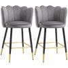 Set de 2 Scaune de Bar Moderne, Inalte, cu Spatar, Baza din Otel, Gri Carbune HOMCOM | Aosom RO