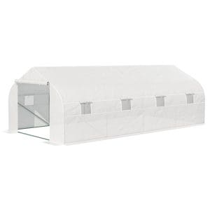 Sera pentru Gradina 6x3x2m cu 8 Ferestre, Usa care se Ruleaza, Sera Tunel cu 4 Tarusi si 4 Franghii Incluse, din Otel, PP, Verde Outsunny | Aosom RO