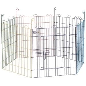 Gard pentru Caini cu 6 Panouri cu Inchidere cu Zavor, Gard pentru Caini Talie Medie din Metal, Ø120×60 cm, Multicolor PawHut | Aosom RO
