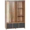 HOMCOM Dulap din PAL cu sina pentru agatat, 3 sertare din tesatura cu aspect de in si 3 rafturi, 105x48x160 cm | AOSOM RO