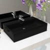 Bazin cu orificiu robinet ceramică, 60,5×42,5×14,5 cm, negru