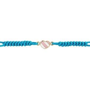 Bratara snur si aur 14k Pink Stripe Heart