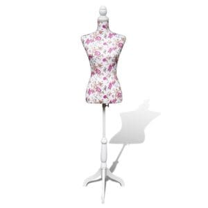 Bust pentru dame, manechin, alb cu trandafiri, bumbac