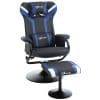 Vinsetto Set 2 Bucati Fotoliu Gaming Rababil cu Taburet Suport pentru Picioare, Inclinatie 130° si Suport Lombar, Negru si Albastru Inchis