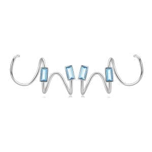 Cercei din argint Blue Curved Rectangles