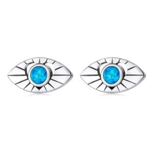 Cercei din argint Blue Evil Eyes