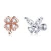 Cercei din argint Butterfly and Four Leaf Clover Studs