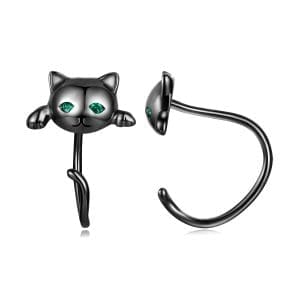 Cercei din argint Cats Cuffs black