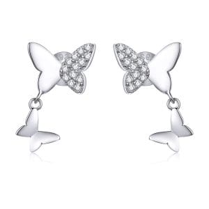 Cercei din argint Chain Butterflies