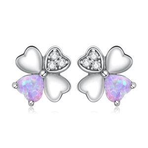 Cercei din argint Clover Colorful Heart