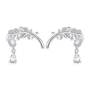 Cercei din argint Crystal Feather