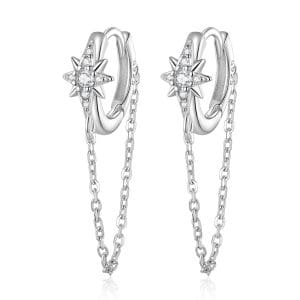 Cercei din argint Crystal Stars Chains
