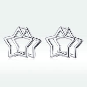 Cercei din argint Double Star Shape
