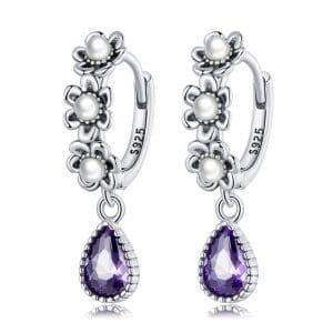 Cercei din argint Flower Pearls