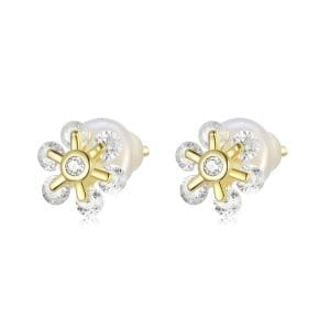 Cercei din argint Glam Gold Snowflake