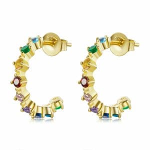 Cercei din argint Golden Band Multicolor