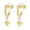 Cercei din argint Golden Dropping Stars