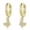 Cercei din argint Golden Mini Butterfly