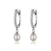 Cercei din argint Pearls & Crystals Hoops