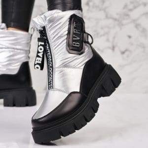 Cizme Dama Imblanite Argintii din Fas Ozzlynn