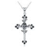 Colier din argint cu Cruce si Cristale Negre